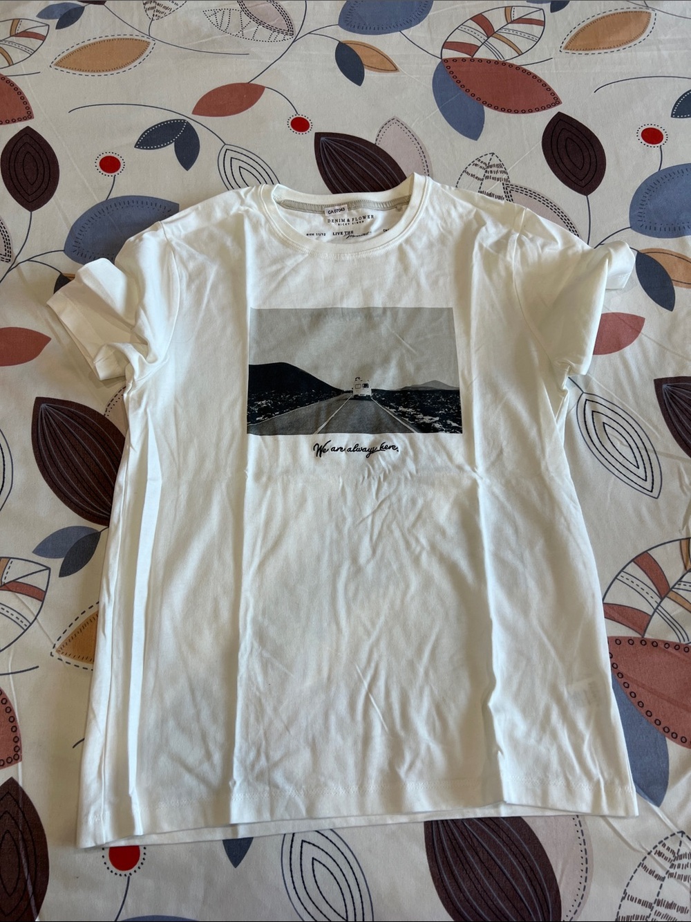 Reserved White Graphic Crewneck T-Shirt - Road Print